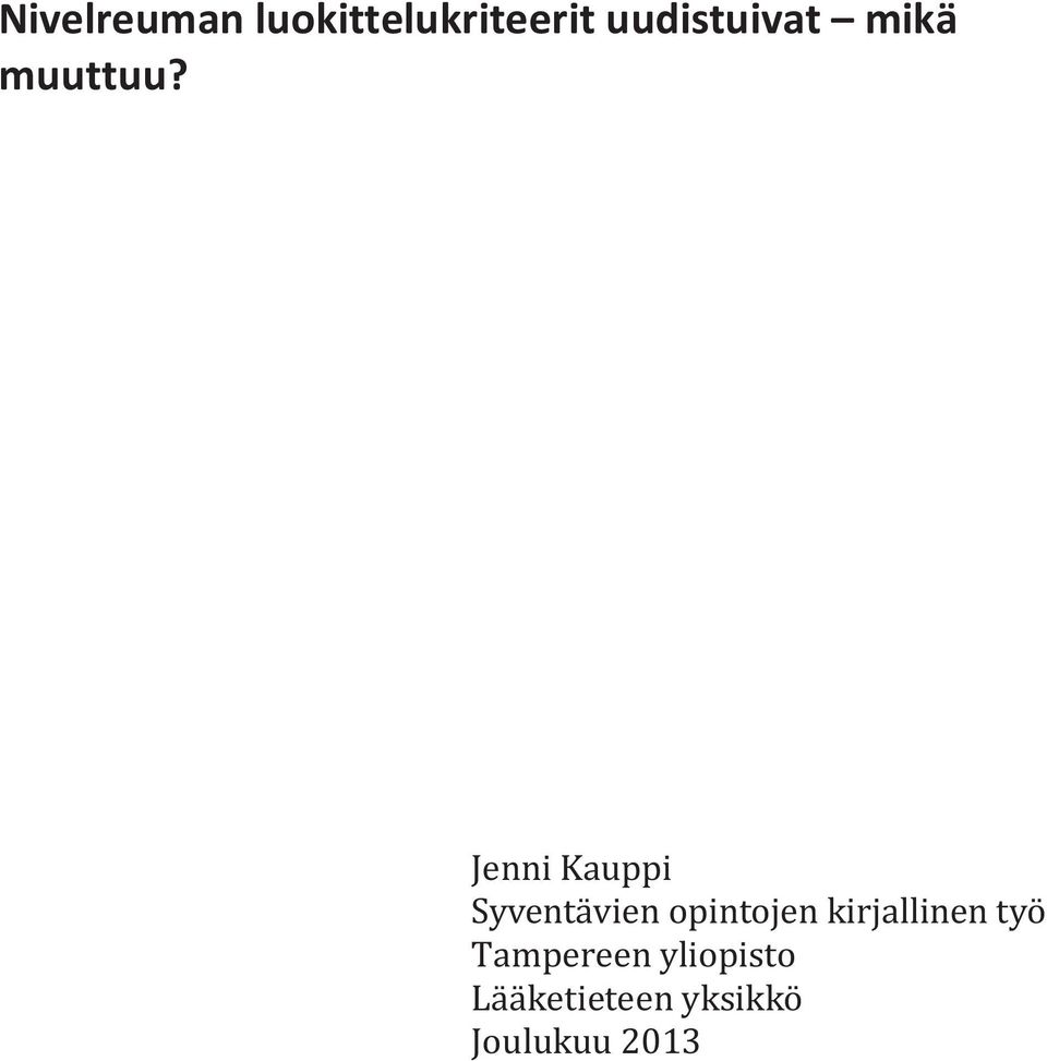 Jenni Kauppi Syventävien opintojen