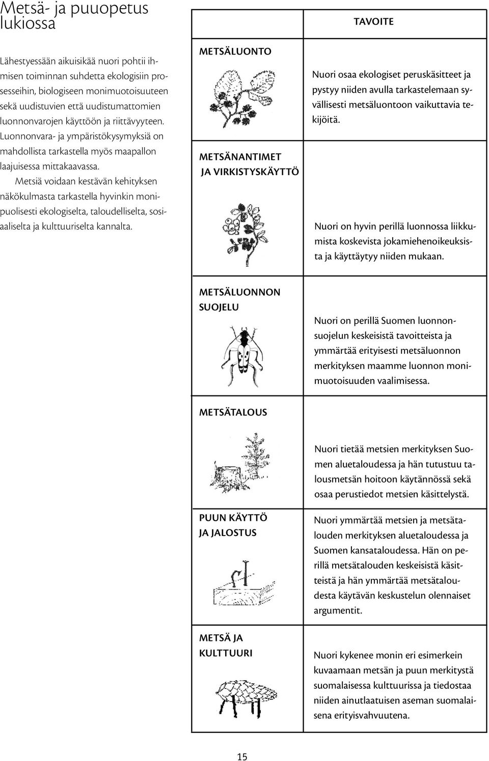 Metsiä voidaan kestävän kehityksen näkökulmasta tarkastella hyvinkin monipuolisesti ekologiselta, taloudelliselta, sosiaaliselta ja kulttuuriselta kannalta.