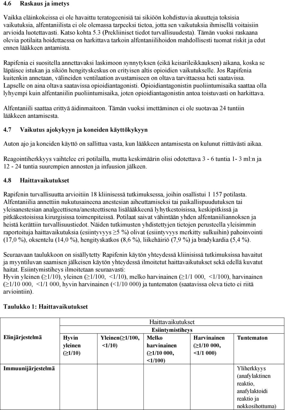 Tämän vuoksi raskaana olevia potilaita hoidettaessa on harkittava tarkoin alfentaniilihoidon mahdollisesti tuomat riskit ja edut ennen lääkkeen antamista.