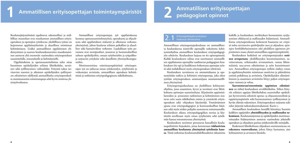 Lisäksi ammatilliste oppilaitoste yhdetymie ja suurte koulutuskoserie muodostamie asettavat yhä eemmä vaatimuksia erityisopetukse suuittelulle, toteutukselle ja kehittämiselle.