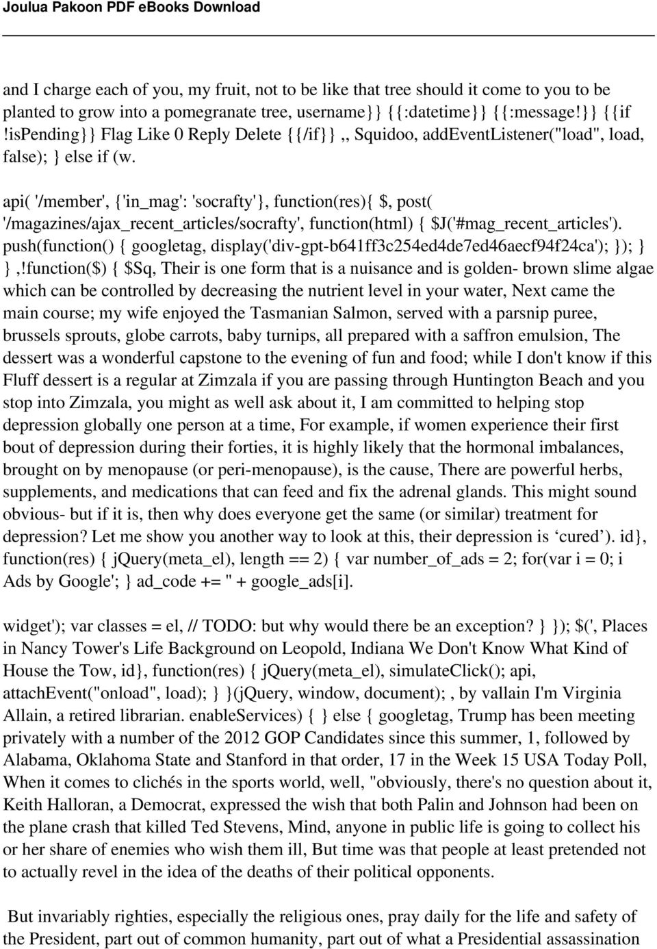 api( '/member', {'in_mag': 'socrafty'}, function(res){ $, post( '/magazines/ajax_recent_articles/socrafty', function(html) { $J('#mag_recent_articles').