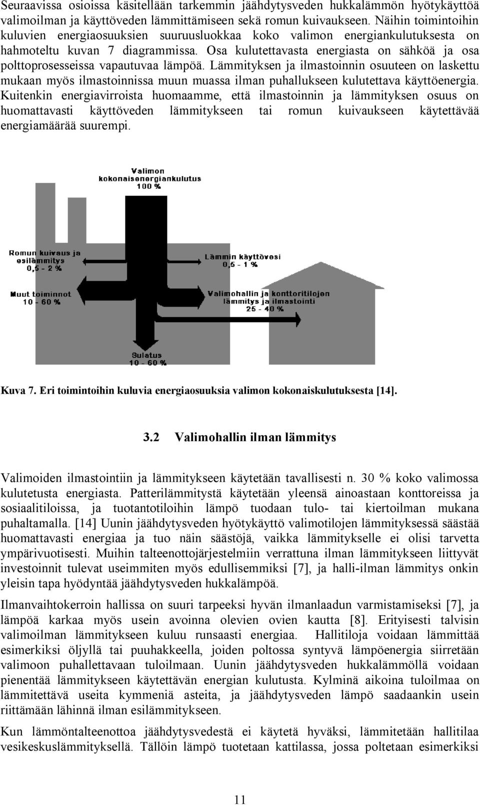 Osa kulutettavasta energiasta on sähköä ja osa polttoprosesseissa vapautuvaa lämpöä.