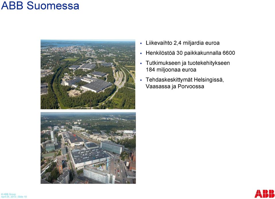 tuotekehitykseen 184 miljoonaa euroa Tehdaskeskittymät