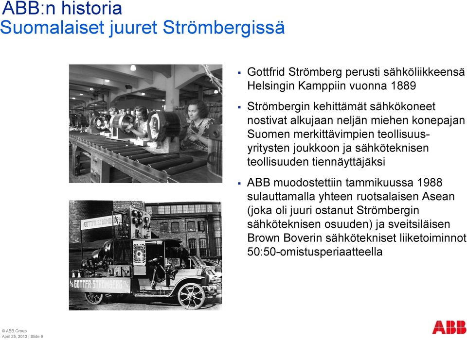 teollisuuden tiennäyttäjäksi ABB muodostettiin tammikuussa 1988 sulauttamalla yhteen ruotsalaisen Asean (joka oli juuri ostanut