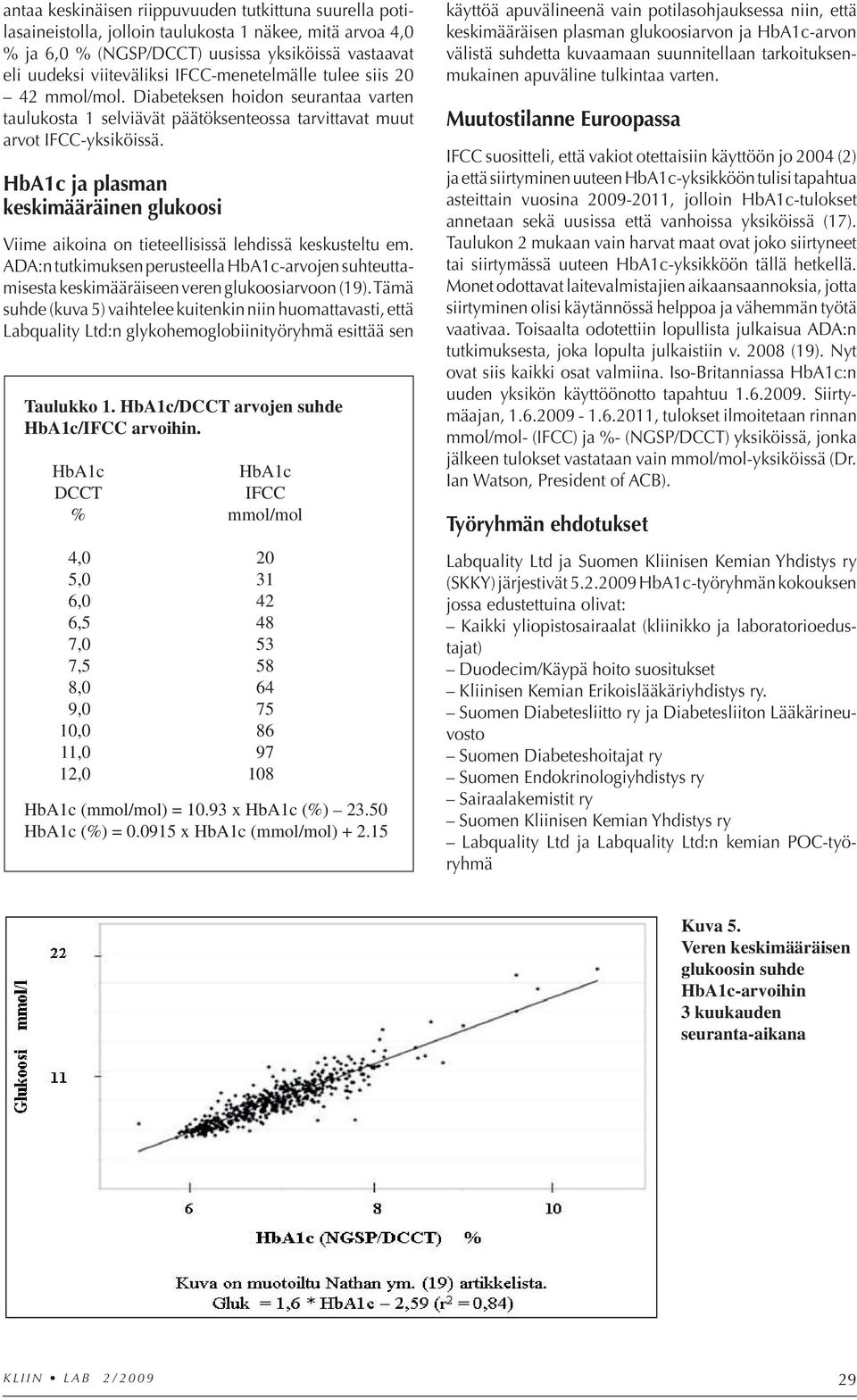 HbA1c ja plasman keskimääräinen glukoosi Viime aikoina on tieteellisissä lehdissä keskusteltu em.