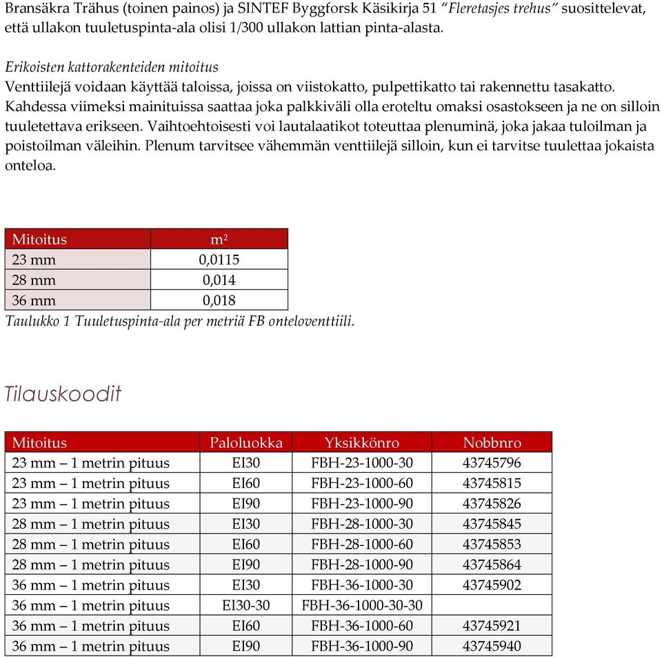 Kahdessa viimeksi mainituissa saattaa joka palkkiväli olla eroteltu omaksi osastokseen ja ne on silloin tuuletettava erikseen.