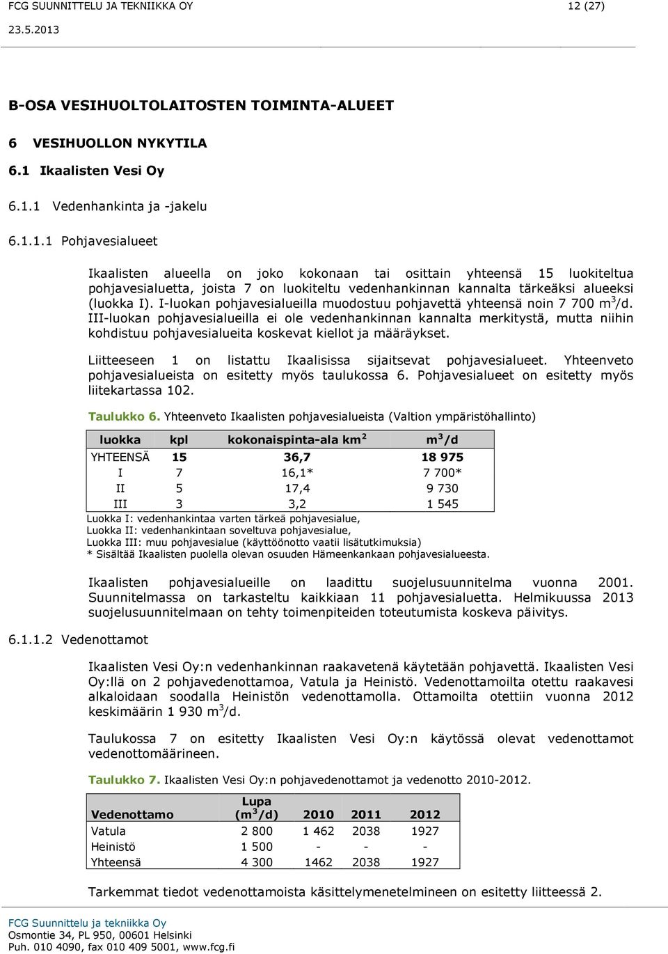 Ikaalisten Vesi Oy 6.1.