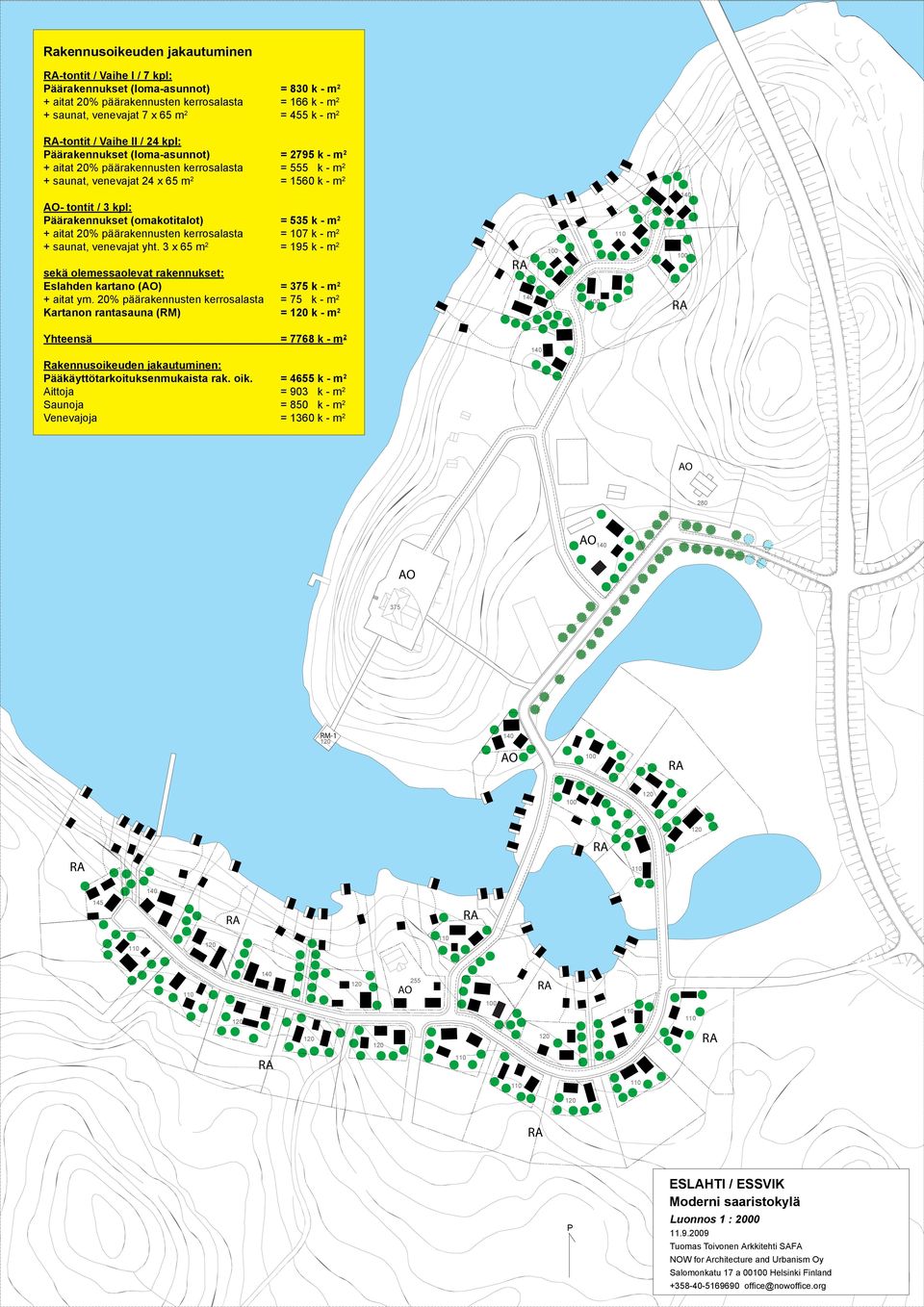 Päärakennukset (omakotitalot) + aitat 20% päärakennusten kerrosalasta + saunat, venevajat yht.