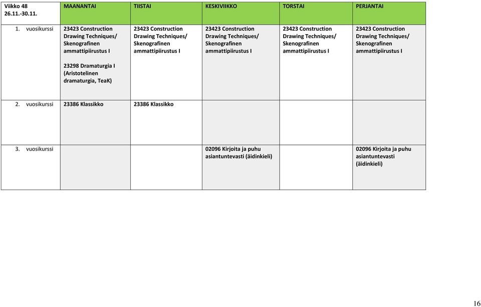 23423 Construction Drawing 23423 Construction Drawing (Aristotelinen dramaturgia, TeaK) 2.