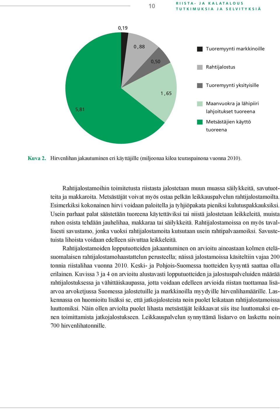 Rahtijalostamoihin toimitetusta riistasta jalostetaan muun muassa säilykkeitä, savutuotteita ja makkaroita. Metsästäjät voivat myös ostaa pelkän leikkauspalvelun rahtijalostamoilta.