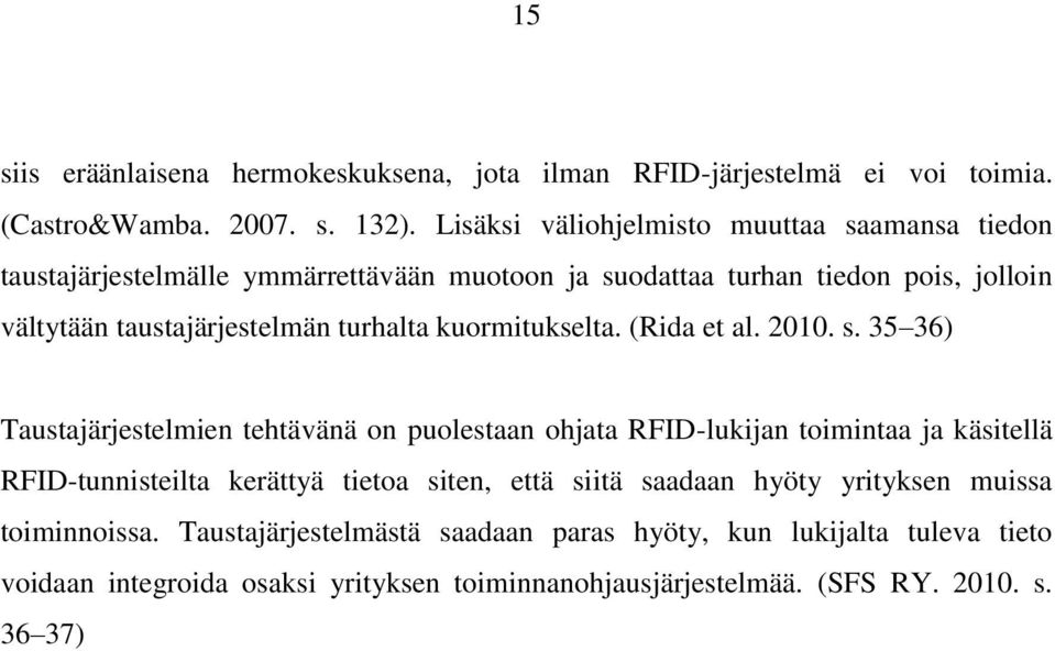 turhalta kuormitukselta. (Rida et al. 2010. s.