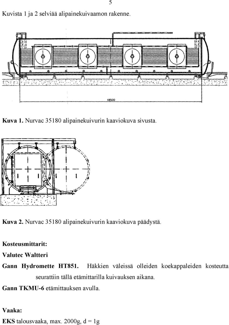 Nurvac 35180 alipainekuivurin kaaviokuva päädystä.