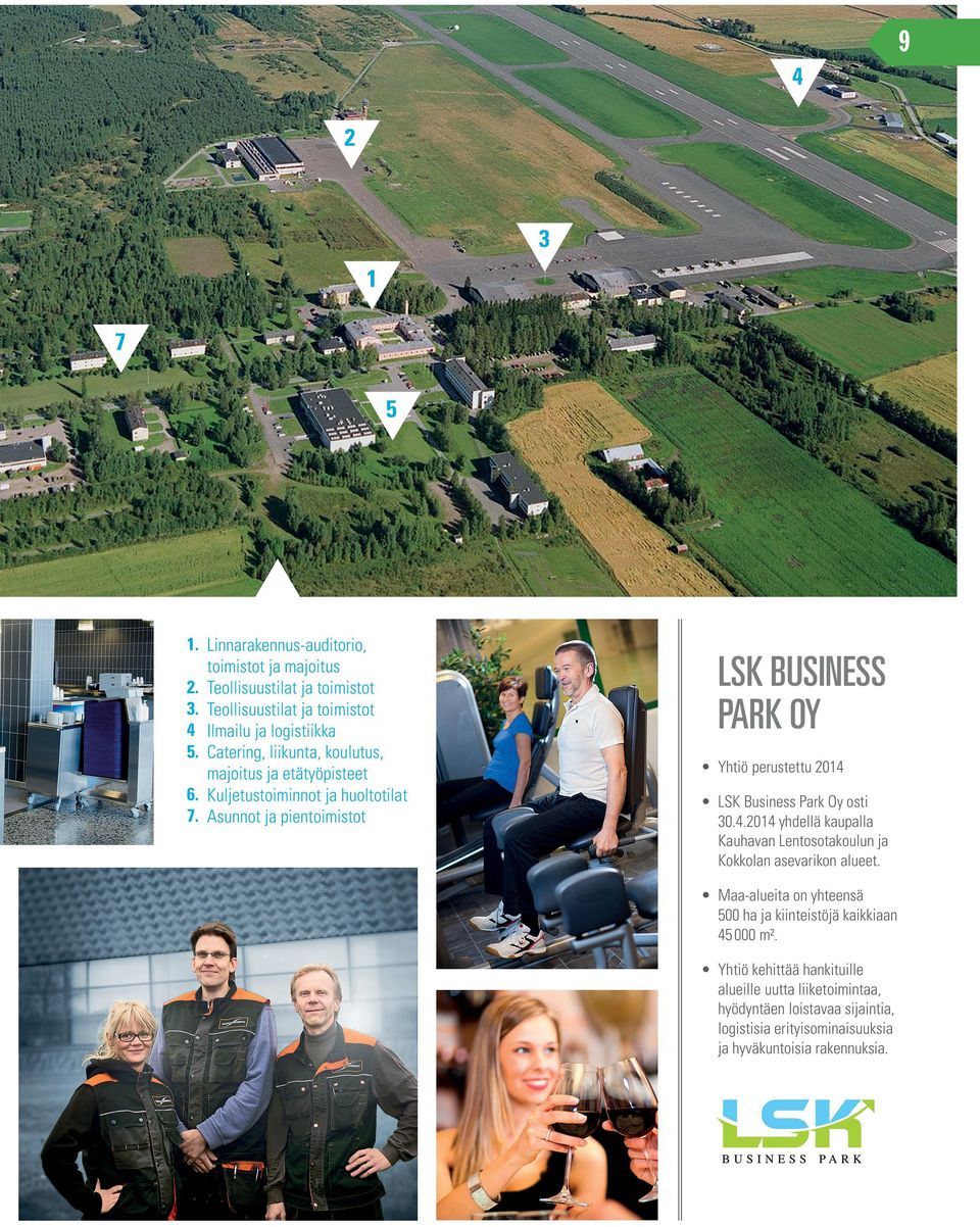 Asunnot ja pientoimistot LSK BUSINESS PARK OY Y htiö perustettu 2014 L SK Business Park Oy osti 30.4.2014 yhdellä kaupalla Kauhavan Lentosotakoulun ja Kokkolan asevarikon alueet.