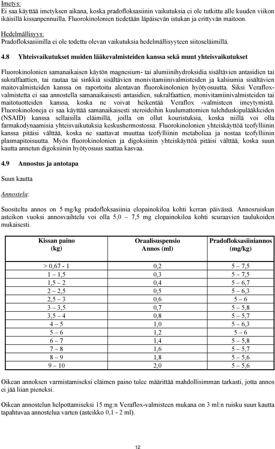 8 Yhteisvaikutukset muiden lääkevalmisteiden kanssa sekä muut yhteisvaikutukset Fluorokinolonien samanaikaisen käytön magnesium- tai alumiinihydroksidia sisältävien antasidien tai sukralfaattien, tai