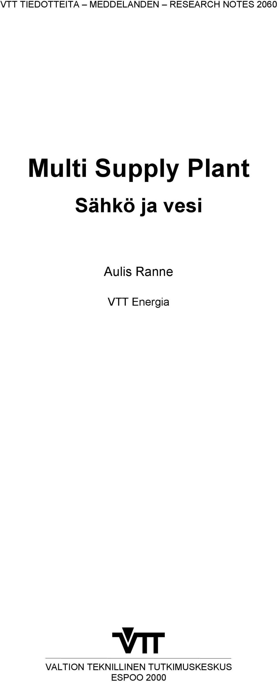 ja vesi Aulis Ranne VTT Energia