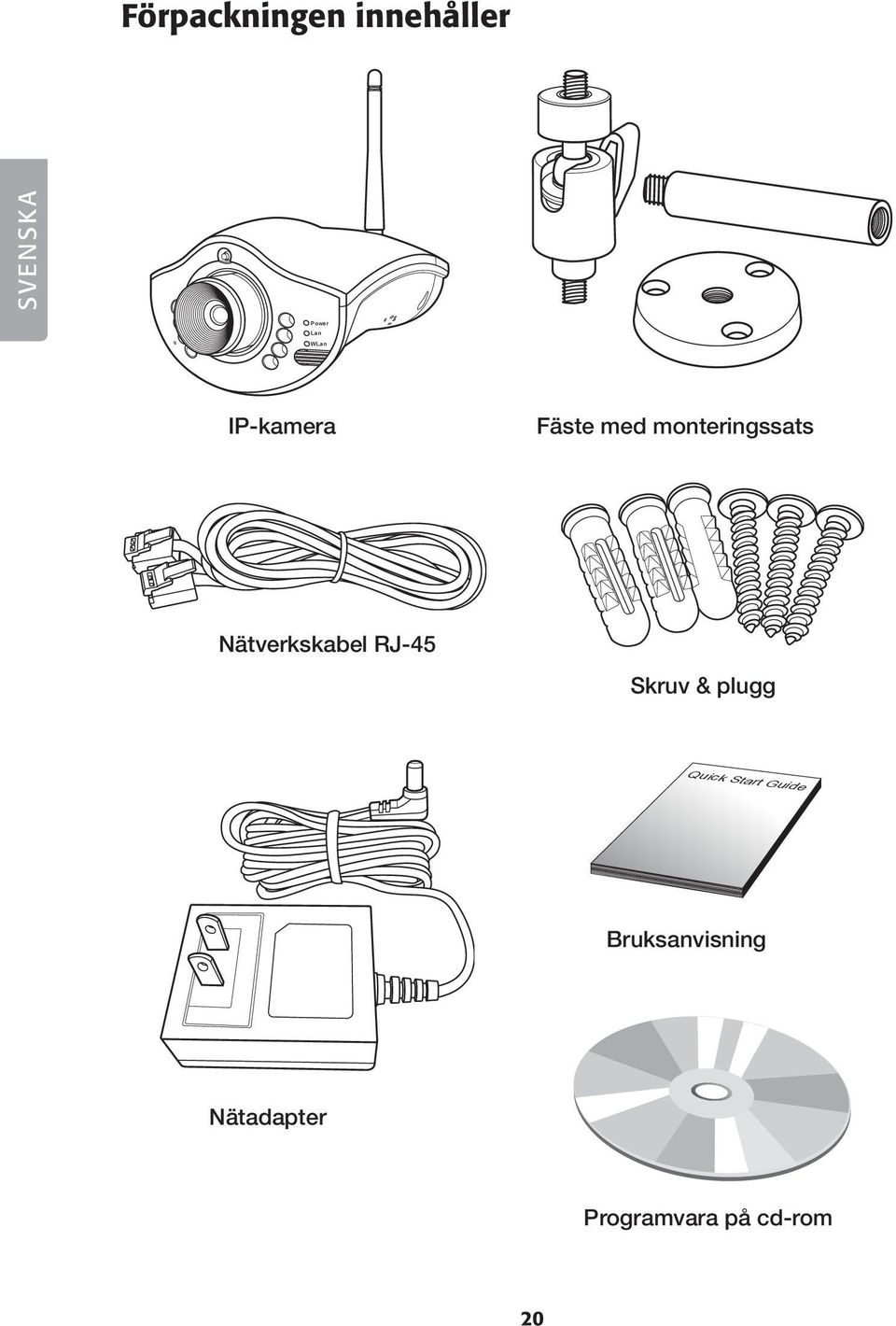 monteringssats Nätverkskabel RJ-45 Skruv &