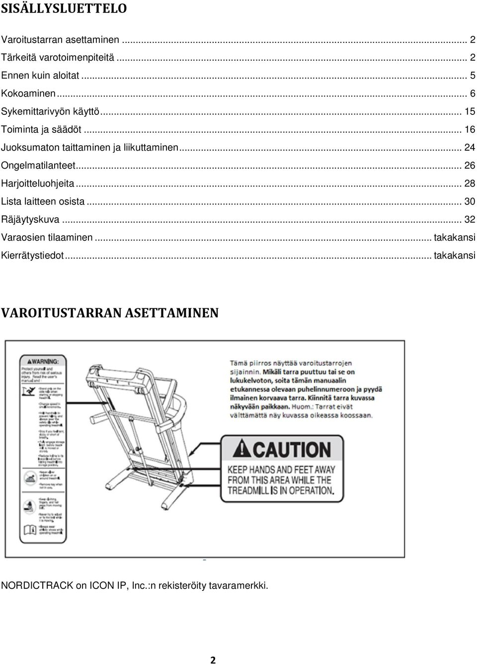 .. 24 Ongelmatilanteet... 26 Harjoitteluohjeita... 28 Lista laitteen osista... 30 Räjäytyskuva.