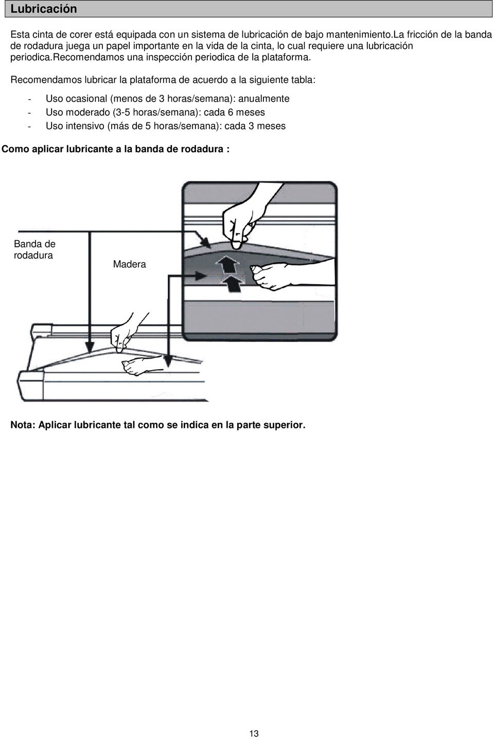 recomendamos una inspección periodica de la plataforma.