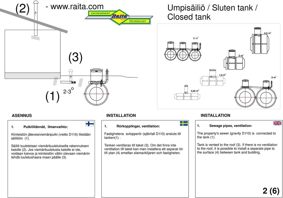 Jos viemärituuletusta katolle ei ole, voidaan kaivoa ja kiinteistön väliin olevaan viemäriin tehdä tuuletushaara maan päälle (). 1.