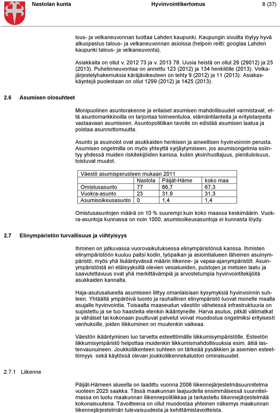 Uusia heistä on ollut 29 (29012) ja 25 (2013). Puhelinneuvontaa on annettu 123 (2012) ja 134 henkilölle (2013). Velkajärjestelyhakemuksia käräjäoikeuteen on tehty 9 (2012) ja 11 (2013).