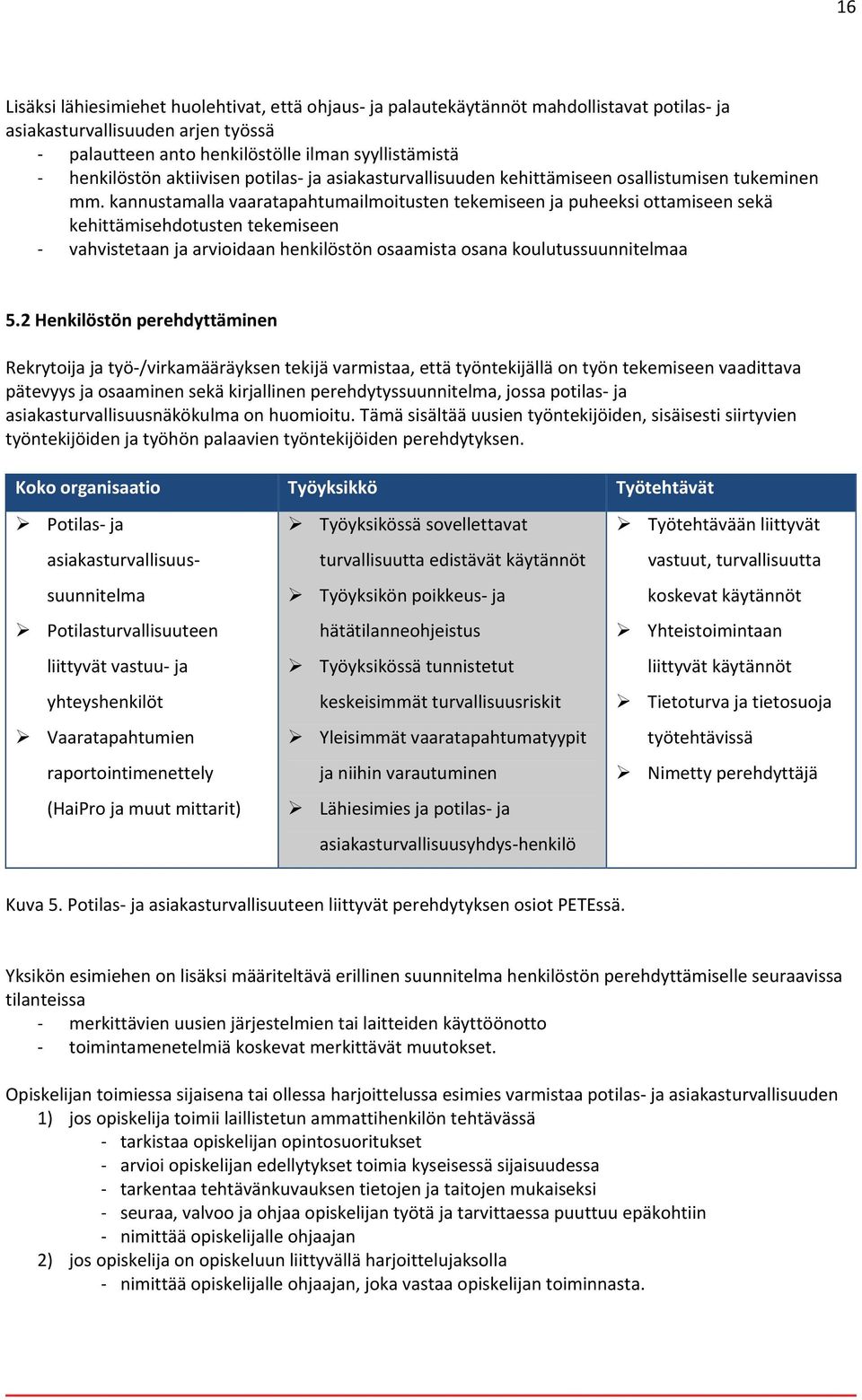 kannustamalla vaaratapahtumailmoitusten tekemiseen ja puheeksi ottamiseen sekä kehittämisehdotusten tekemiseen vahvistetaan ja arvioidaan henkilöstön osaamista osana koulutussuunnitelmaa 5.