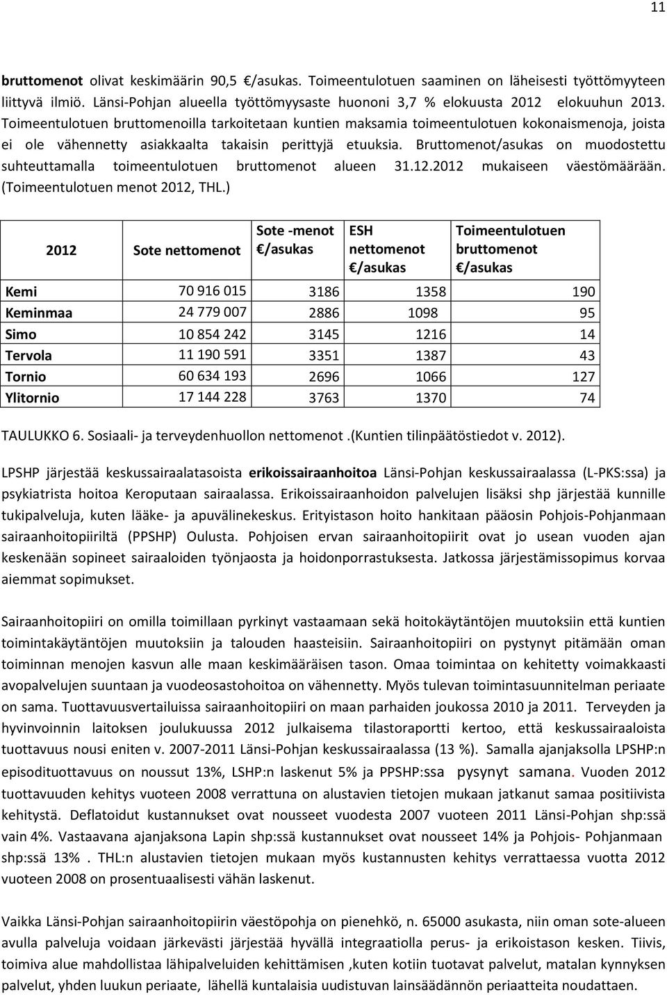 Bruttomenot/asukas on muodostettu suhteuttamalla toimeentulotuen bruttomenot alueen 31.12.2012 mukaiseen väestömäärään. (Toimeentulotuen menot 2012, THL.