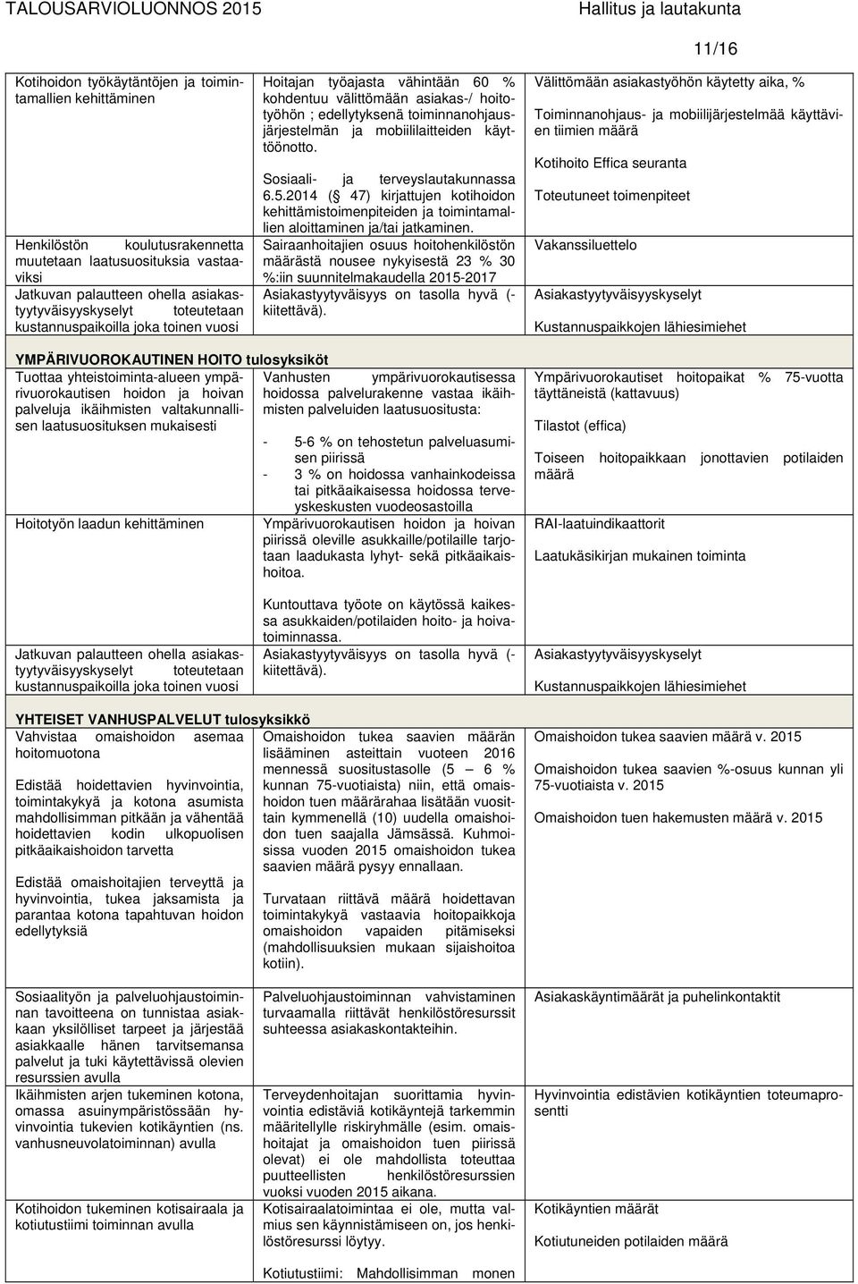 Sosiaali- ja terveyslautakunnassa 6.5.2014 ( 47) kirjattujen kotihoidon kehittämistoimenpiteiden ja toimintamallien aloittaminen ja/tai jatkaminen.