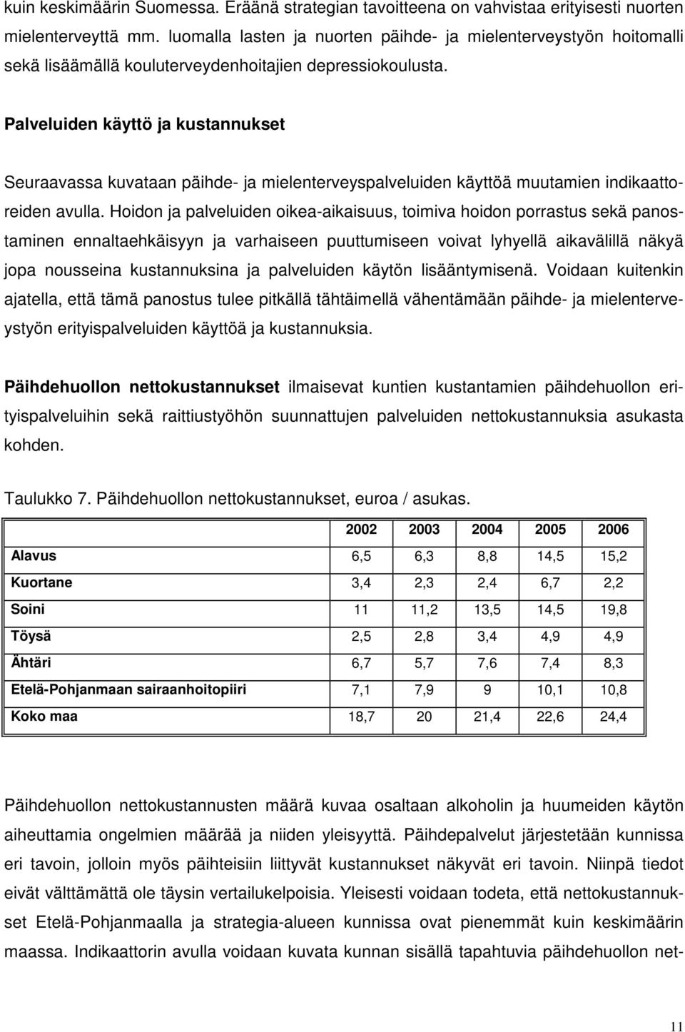 Palveluiden käyttö ja kustannukset Seuraavassa kuvataan päihde- ja mielenterveyspalveluiden käyttöä muutamien indikaattoreiden avulla.