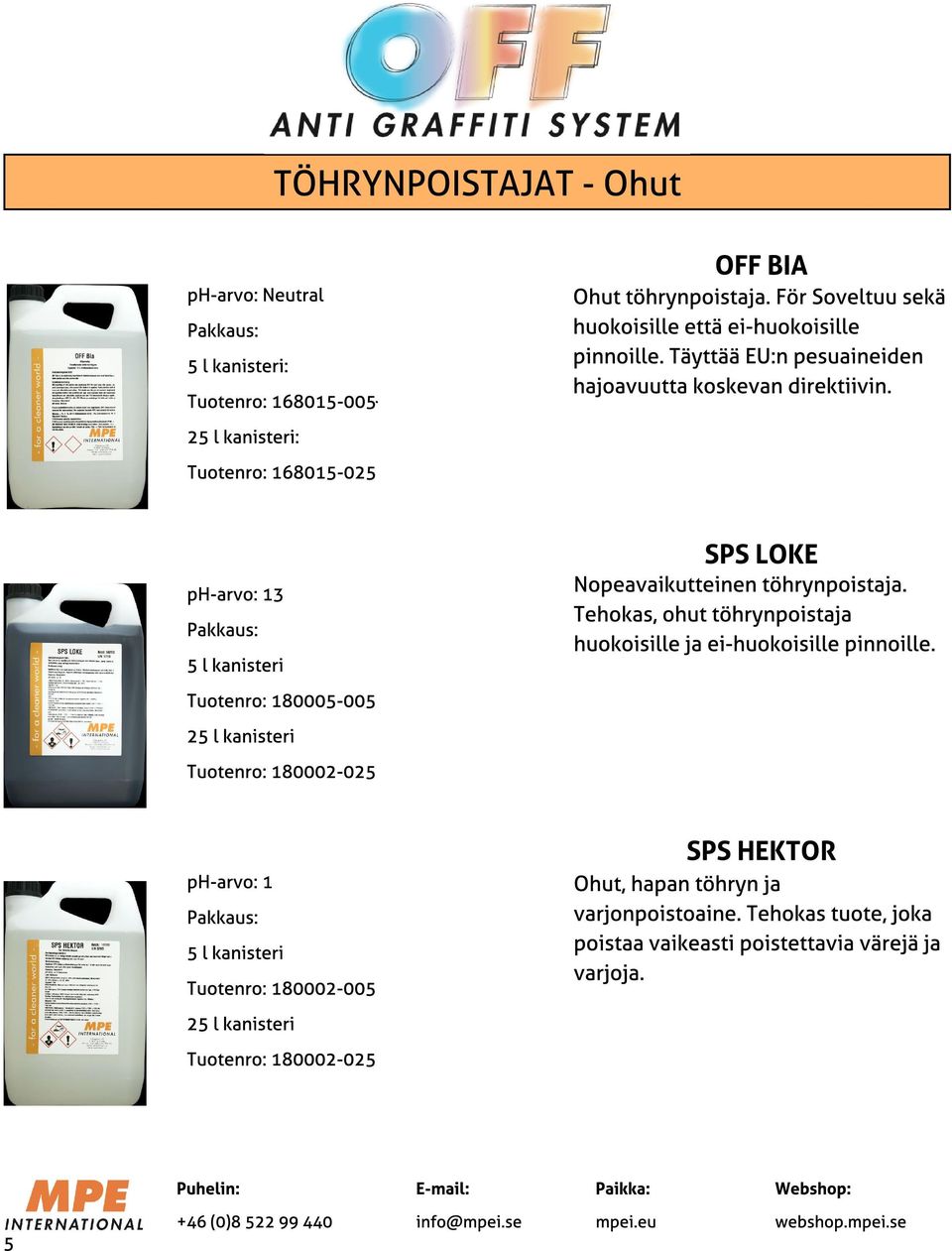 Tehokas, ohut töhrynpoistaja huokoisille ja ei-huokoisille pinnoille.