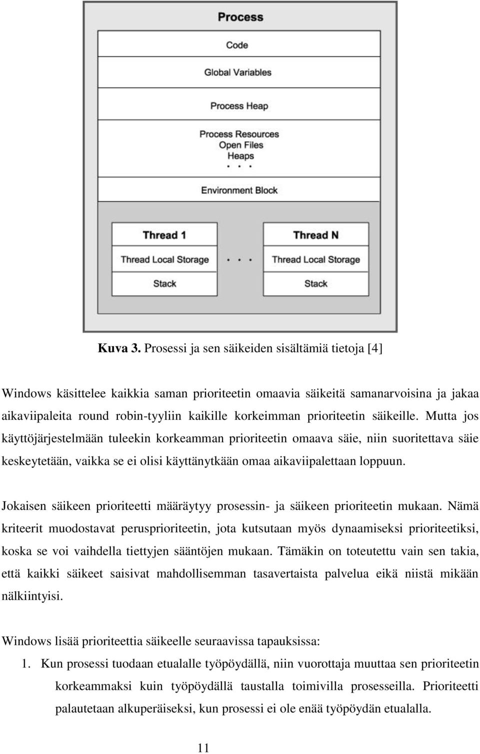 prioriteetin säikeille. Mutta jos käyttöjärjestelmään tuleekin korkeamman prioriteetin omaava säie, niin suoritettava säie keskeytetään, vaikka se ei olisi käyttänytkään omaa aikaviipalettaan loppuun.