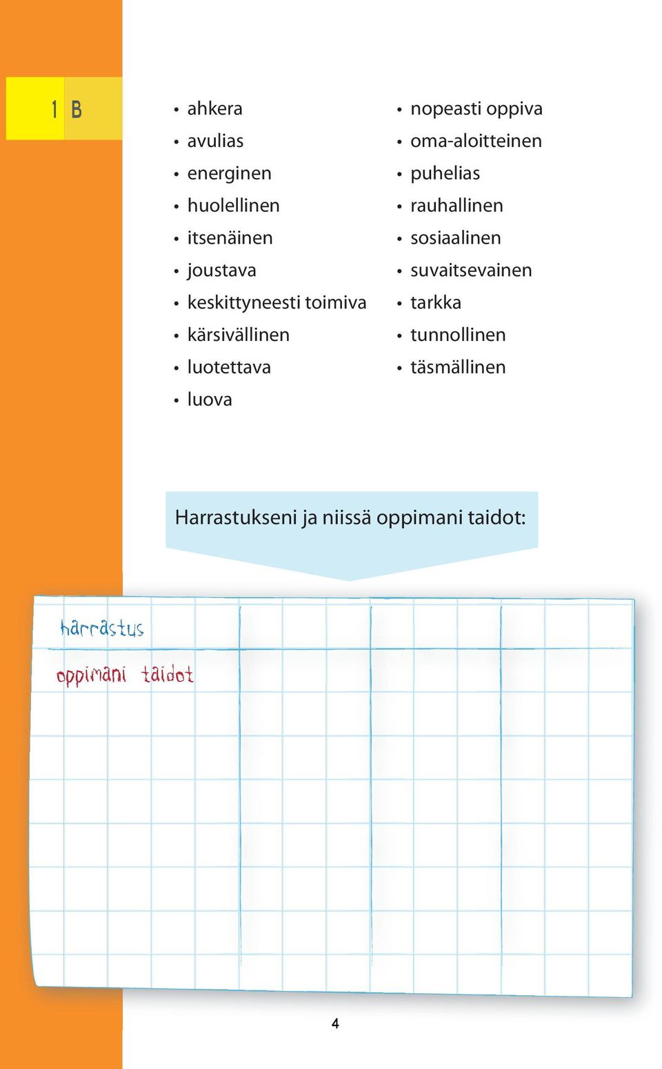 oma-aloitteinen puhelias rauhallinen sosiaalinen suvaitsevainen tarkka