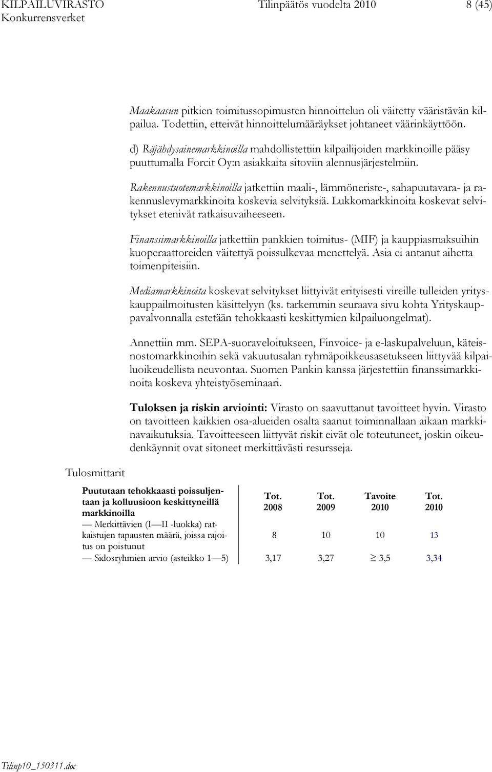 d) Räjähdysainemarkkinoilla mahdollistettiin kilpailijoiden markkinoille pääsy puuttumalla Forcit Oy:n asiakkaita sitoviin alennusjärjestelmiin.