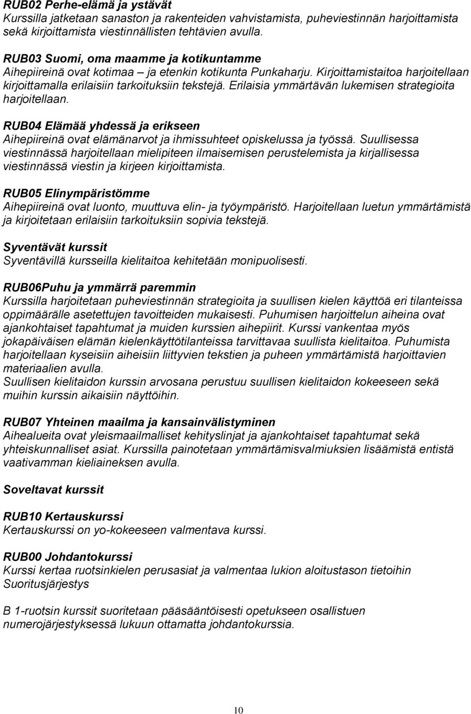 Erilaisia ymmärtävän lukemisen strategioita harjoitellaan. RUB04 Elämää yhdessä ja erikseen Aihepiireinä ovat elämänarvot ja ihmissuhteet opiskelussa ja työssä.