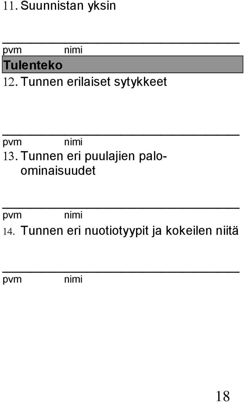 eri puulajien paloominaisuudet