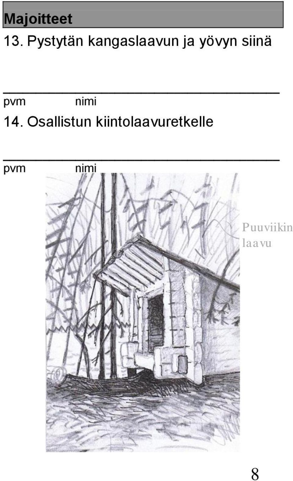 yövyn siinä 14.