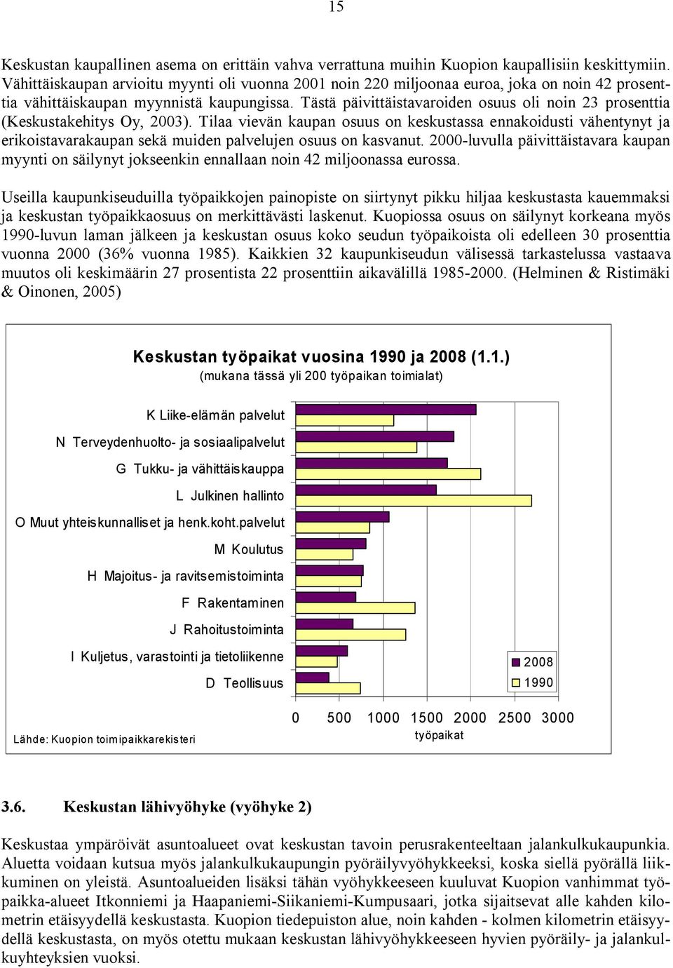 Tästä päivittäistavaroiden osuus oli noin 23 prosenttia (Keskustakehitys Oy, 2003).
