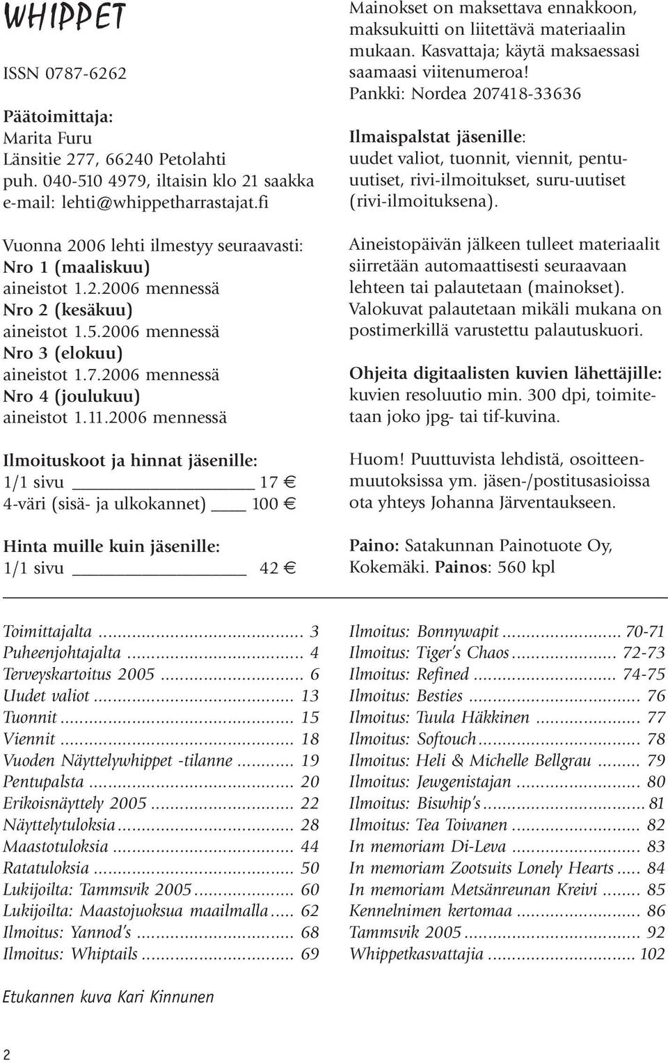 2006 mennessä Nro 4 (joulukuu) aineistot 1.11.