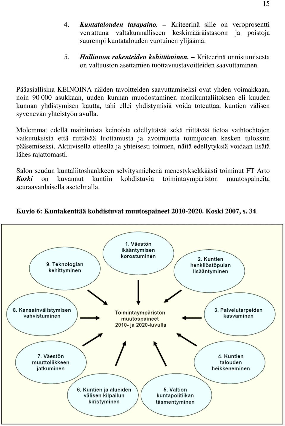 Pääasiallisina KEINOINA näiden tavoitteiden saavuttamiseksi ovat yhden voimakkaan, noin 90 000 asukkaan, uuden kunnan muodostaminen monikuntaliitoksen eli kuuden kunnan yhdistymisen kautta, tahi