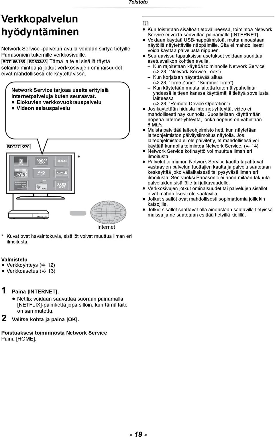 Network Service tarjoaa useita erityisiä internetpalveluja kuten seuraavat.