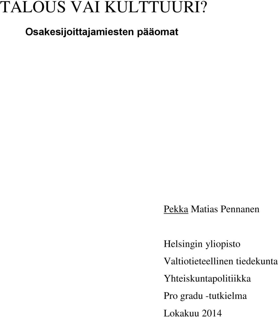 Pennanen Helsingin yliopisto