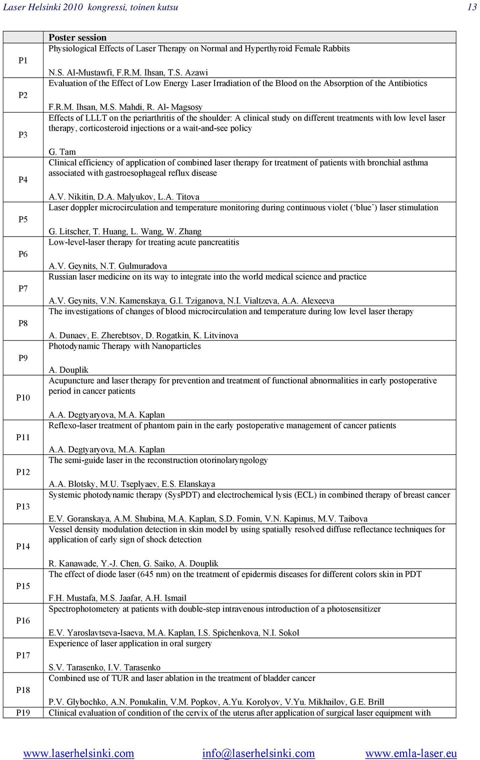 Al- Magsosy Effects of LLLT on the periarthritis of the shoulder: A clinical study on different treatments with low level laser therapy, corticosteroid injections or a wait-and-see policy G.