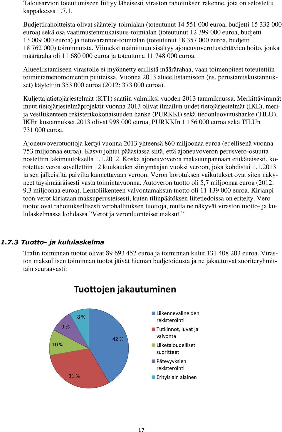 euroa) ja tietovarannot-toimialan (toteutunut 18 357 000 euroa, budjetti 18 762 000) toiminnoista.