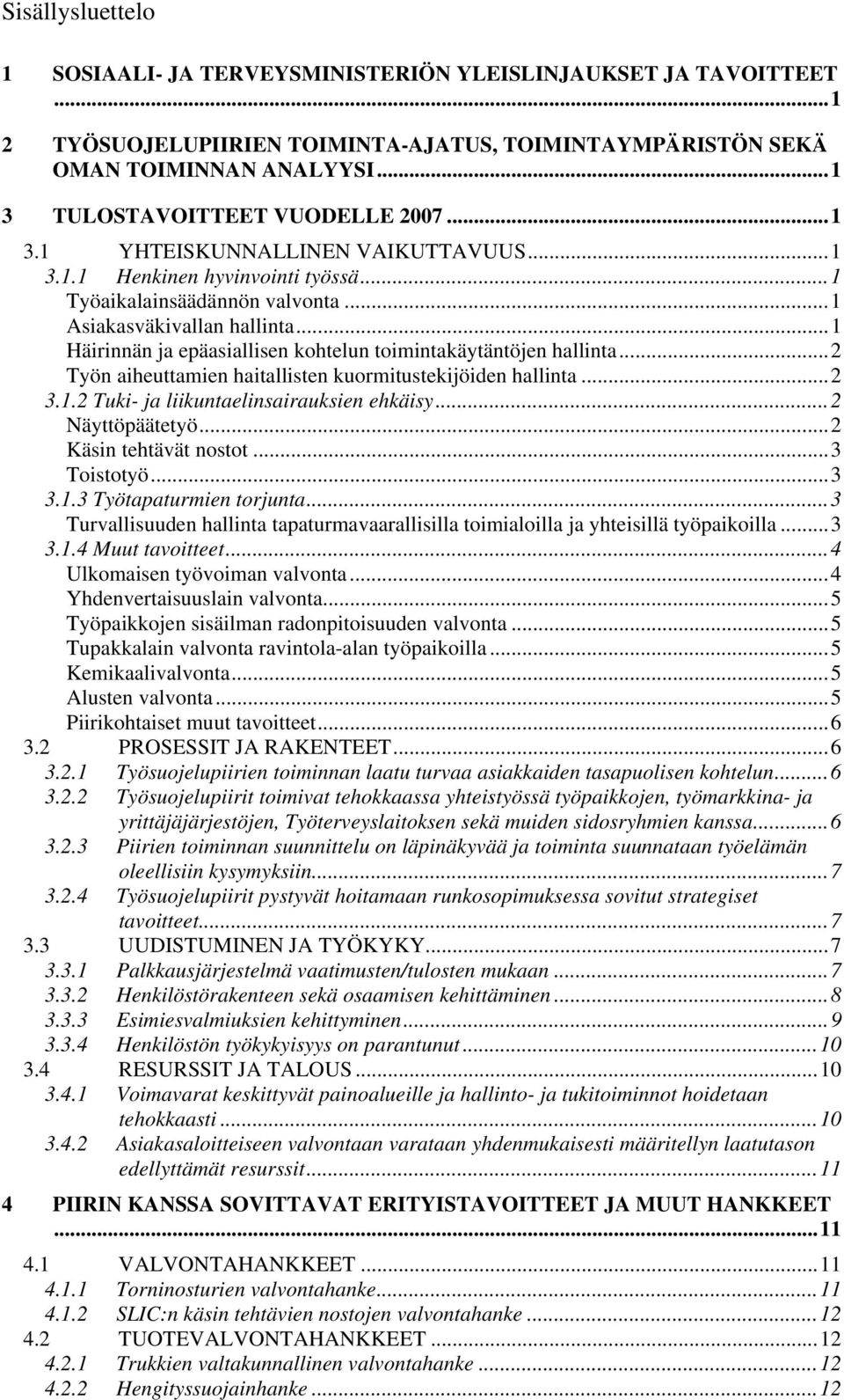 ..1 Häirinnän ja epäasiallisen kohtelun toimintakäytäntöjen hallinta...2 Työn aiheuttamien haitallisten kuormitustekijöiden hallinta...2 3.1.2 Tuki- ja liikuntaelinsairauksien ehkäisy.