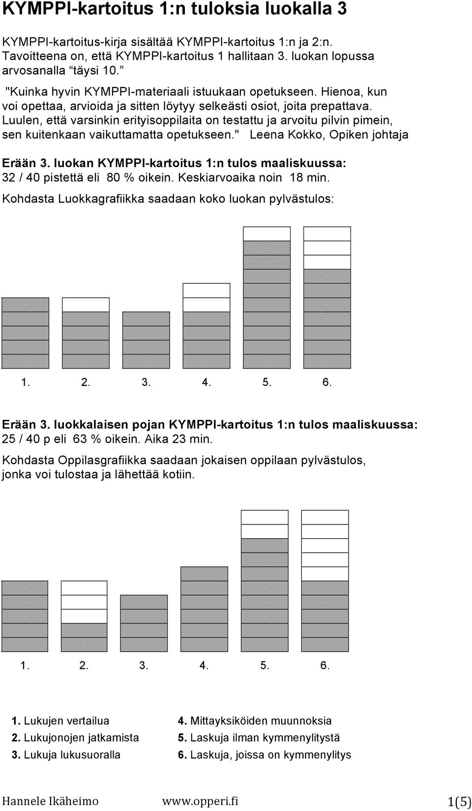 Luulen, että varsinkin erityisoppilaita on testattu ja arvoitu pilvin pimein, sen kuitenkaan vaikuttamatta opetukseen." Leena Kokko, Opiken johtaja Erään 3.