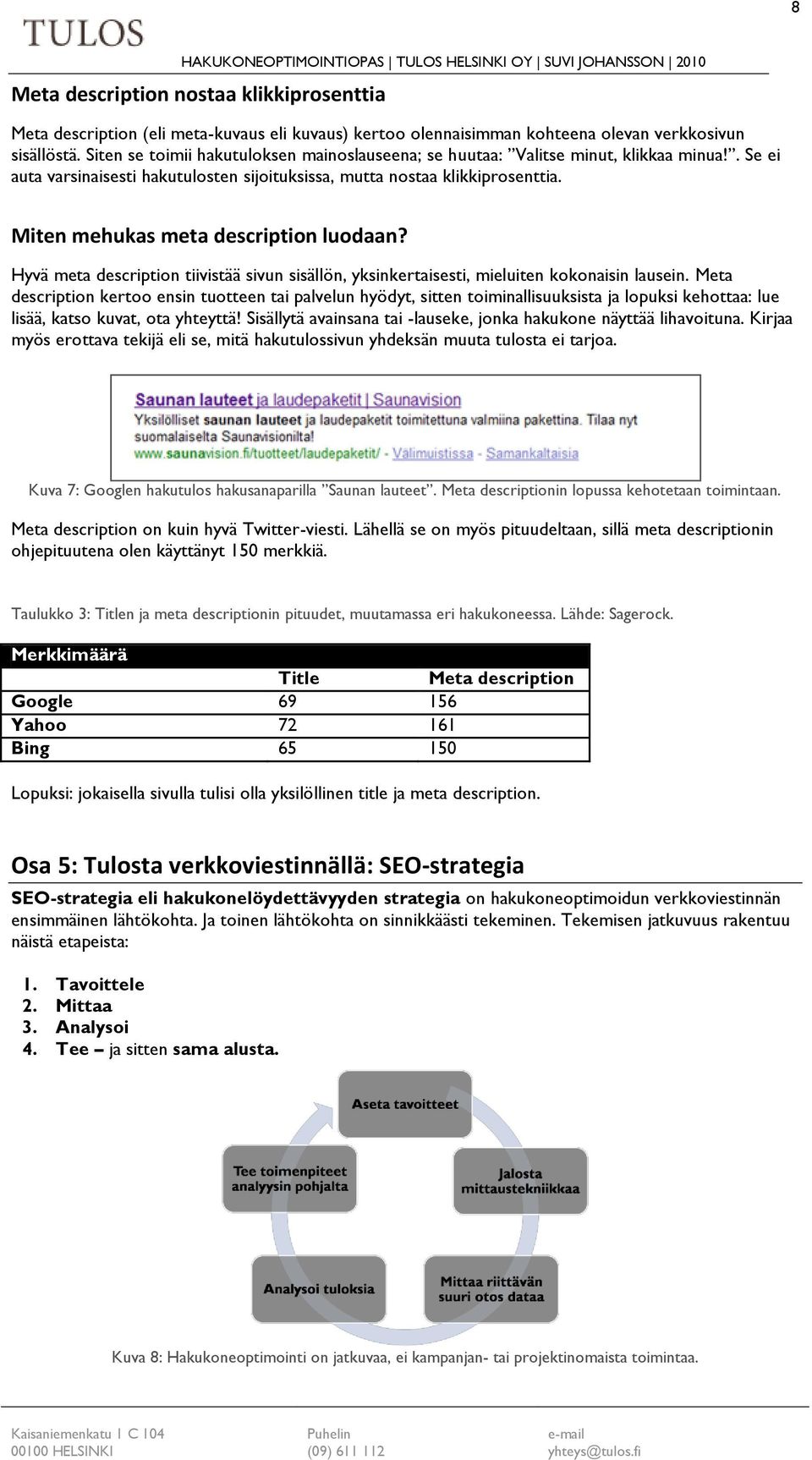 Miten mehukas meta description luodaan? Hyvä meta description tiivistää sivun sisällön, yksinkertaisesti, mieluiten kokonaisin lausein.