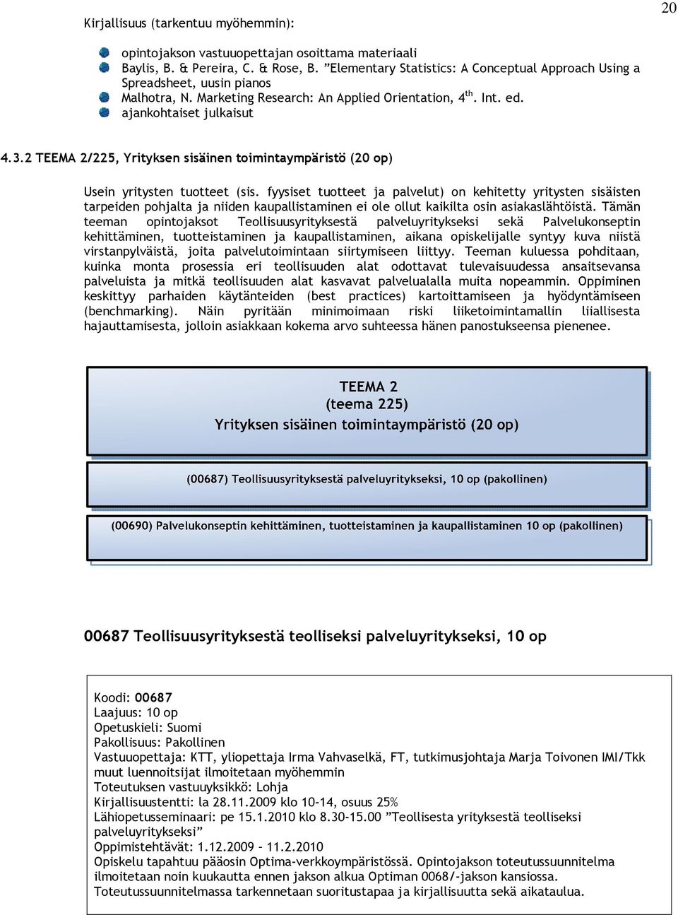 2 TEEMA 2/225, Yrityksen sisäinen toimintaympäristö (20 op) Usein yritysten tuotteet (sis.