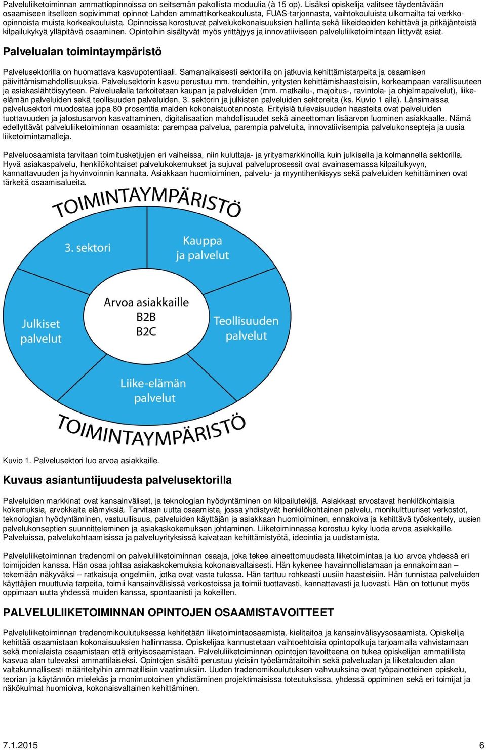 Opinnoissa korostuvat palvelukokonaisuuksien hallinta sekä liikeideoiden kehittävä ja pitkäjänteistä kilpailukykyä ylläpitävä osaaminen.