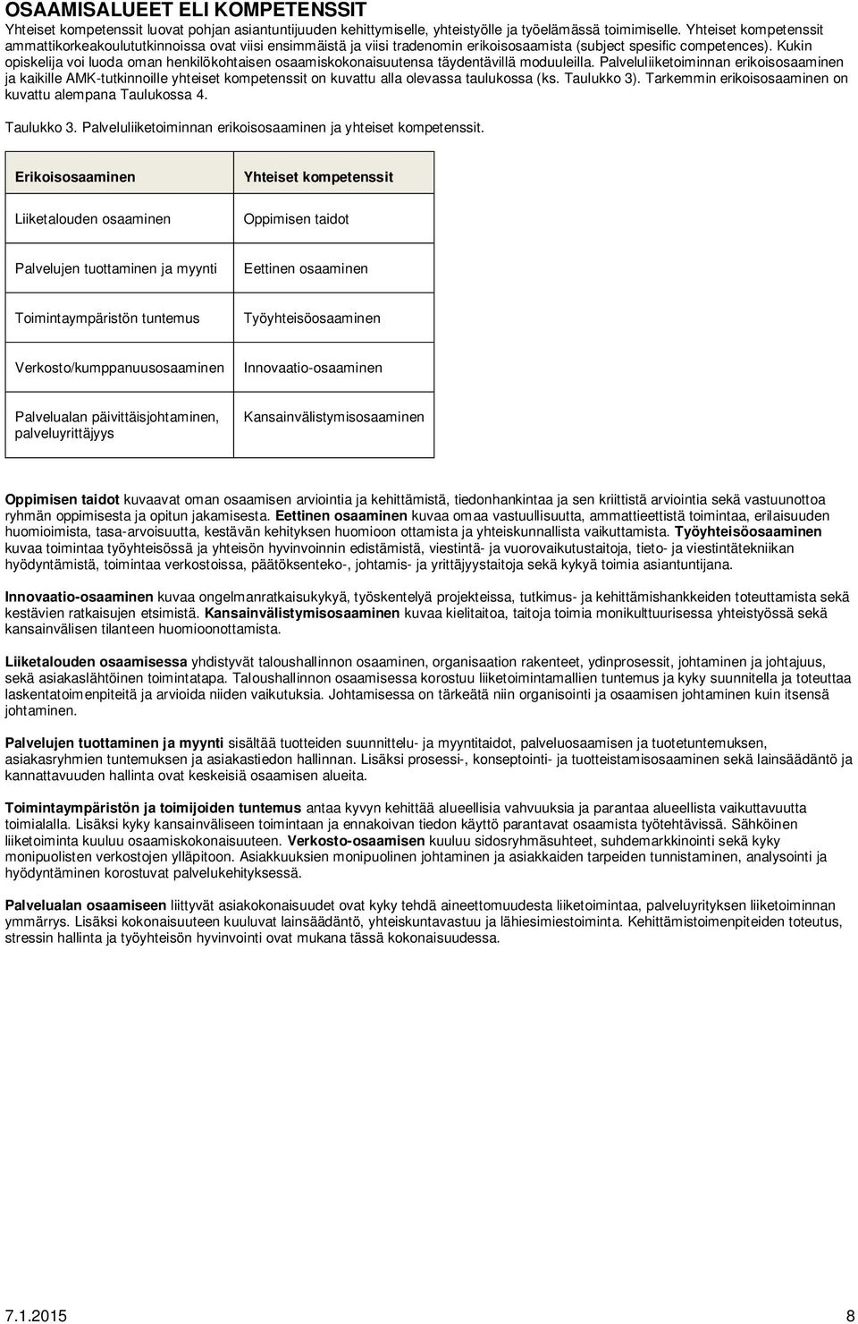 Kukin opiskelija voi luoda oman henkilökohtaisen osaamiskokonaisuutensa täydentävillä moduuleilla.