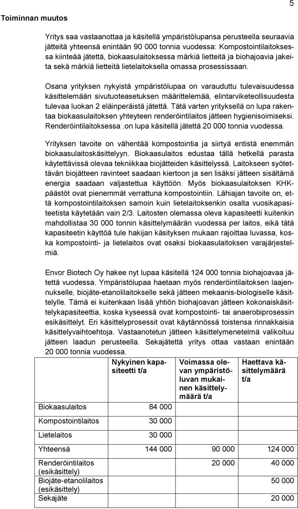 Osana yrityksen nykyistä ympäristölupaa on varauduttu tulevaisuudessa käsittelemään sivutuoteasetuksen määrittelemää, elintarviketeollisuudesta tulevaa luokan 2 eläinperäistä jätettä.