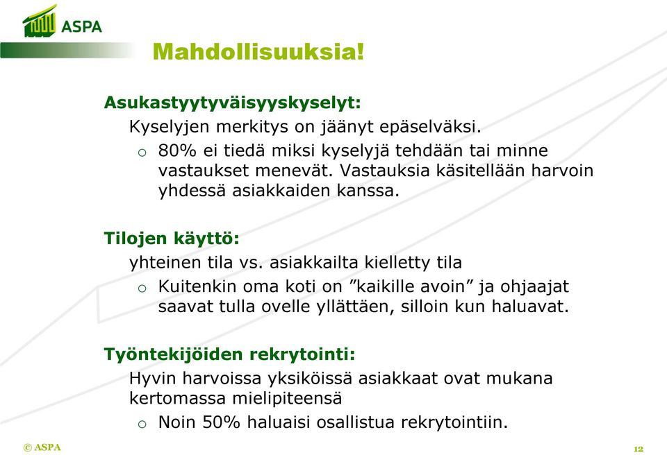 Tilojen käyttö: yhteinen tila vs.